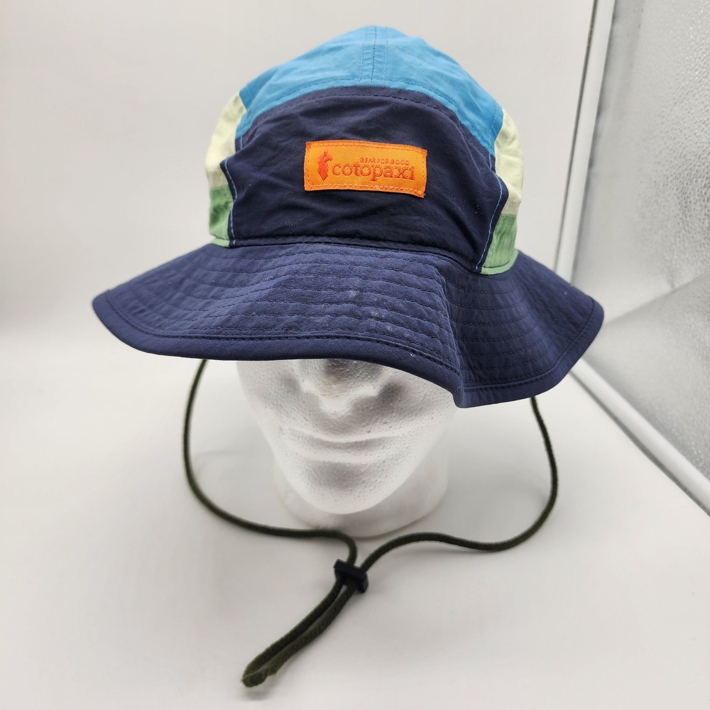 Cotopaxi Tech Bucket Hat Unisex One Size Blue Navy Colorblock Chin Strap